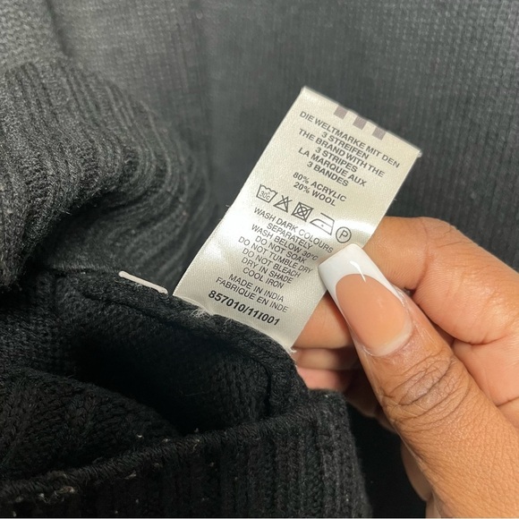 VTG 90s Adidas Men Sweater Large Japan Black Orange Thick Knit Stripe 1/4 Zip - Picture 8 of 12